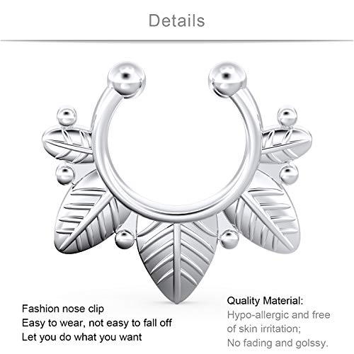 SCERRING Fake Septum Nose Hoop Rings Clear CZ Faux Non Pierced Clicker Hanger Nose Septum Ring Clip On Body Piercing Jewelry 20PCS4