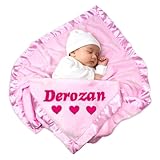 UNIGIFTIME Personalized Baby Blanket for Girls, Custom Baby Blanket with Name Pattern, Customized Infant Blanket for New Born Baby Girls Gift