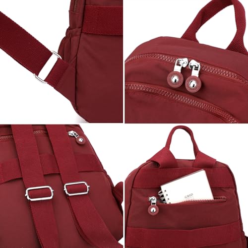 Image of Tanweibago Mini Nylon Women Backpacks,11L Small Ladies backpacks Casual Lightweight Women Shopping Travel Daypack (Wine Red)