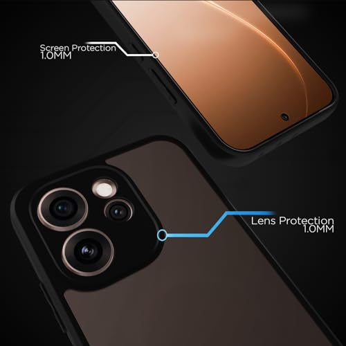 Image of RIGGEAR Shockproof Sleek Hybrid Armor Back Cover Case for Oppo Reno15 Pro, Reno 15 Pro 5G (Smoke Black Matte PC + Black TPU Bumper)