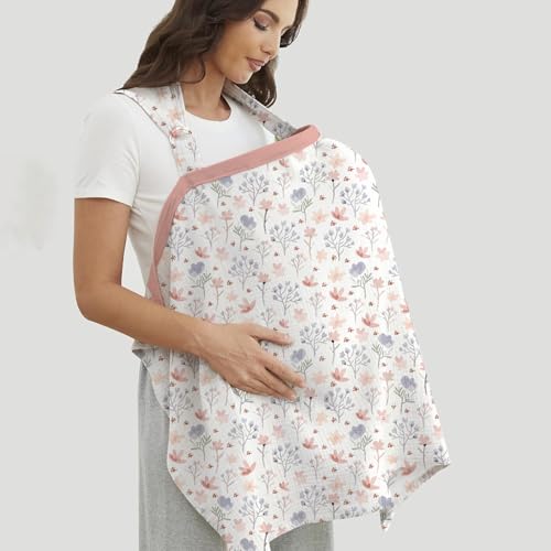 Image of Moms Home Organic Cotton Muslin Nursing Cover for Breastfeeding Apron | Feeding Cover for Mother | Pack of 1 | Blossom