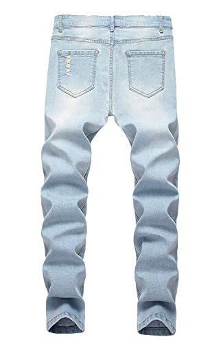 Calça jeans masculina Majirako skinny rasgada com stretch, modelagem justa, desgastada, desgastada,