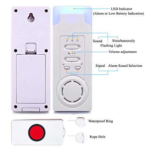 FUNRUI Home Safety Patient Alert Alarm System Wireless Alarm Emergency Call Button Elderly Monitor Caregiver Personal Pager for Elderly Kids, 2 in 1