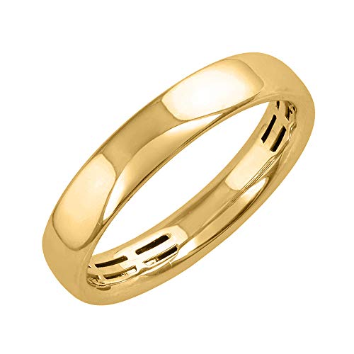 14K Yellow Gold 4mm Plain Wedding Band (Ring Size 6)