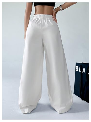 Floerns Women's Casual Baggy Wide Leg Pants Loose Elastic Waist Trousers3