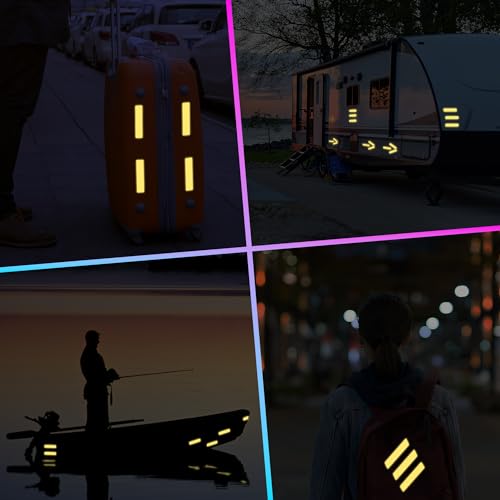 Image of LOOM Reflective Stickers for Helmet | 6pcs Brilliant Flur YLW-grn| Similar to 3M Reflective Tape | Bike Reflectors for Night Riding, Mailbox reflectors | Waterproof hi vis Decals for Car, Trailer