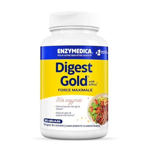 Enzymedica, Digest Gold, Formule Enzymatique À Action Rapide, Réduit Gaz Et Ballonnements, Améliore L'Absorption Des Nutriments Et L'Énergie, Sans Gluten,...