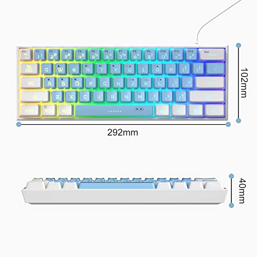 Image of MageGee TS91 Ergonomic Waterproof Mechanical Feeling Office Computer Keyboard Mini 60% Gaming Keyboard,RGB Backlit 61 Key Ultra-Compact Keyboard, for Pc,Mac,Ps4,Xbox One Gamer,USB-C(White&Blue)