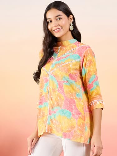 Image of Modeve Women Multicolor Banded Collar Top