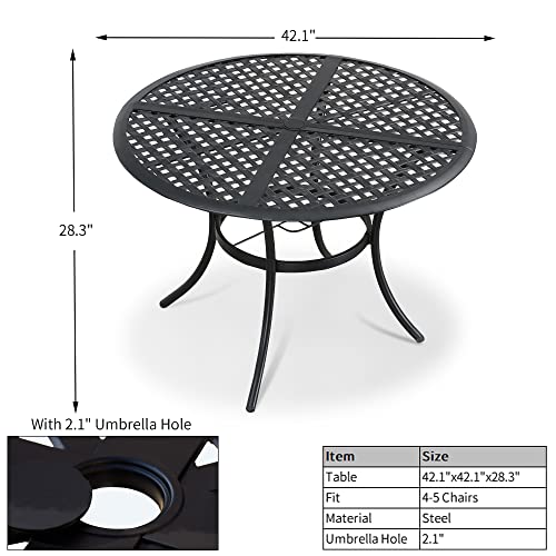 PatioFestival-42-1-x-42-1-x28-3-Round-Outdoor-Dining-Table-Space-Saving-Patio-Bistro-Table-with-Umbrella-Hole-All-Weather-Steel-Frame-Metal-in-Black PatioFestival 42 1 x 42 1 x28 3 Round Outdoor Dining Table Space Saving Patio Bistro Table with Umbrella Hole All Weather Steel Frame Metal in Black
