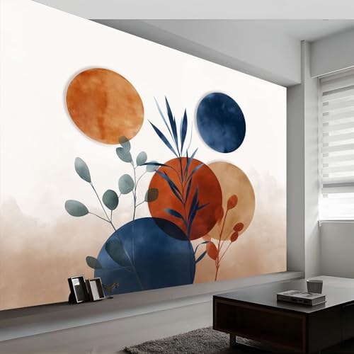 Générique Terracotta Papier Peint Photo Panoramique, Abstrait Minimalisme Plantes Fresque Murale Intissé 250 x 175 cm (L x H) – Décoration Murale Pour...