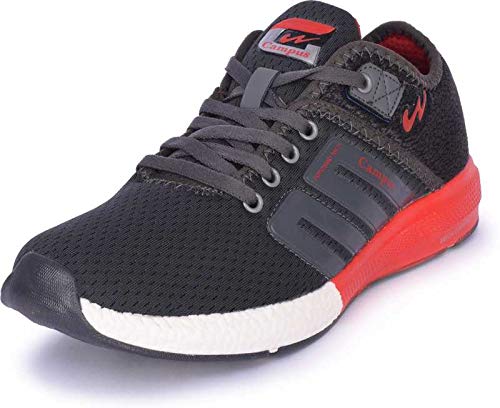 Image of Campus Men's Battle X-14 Grey, Black Red Mesh Running Shoe