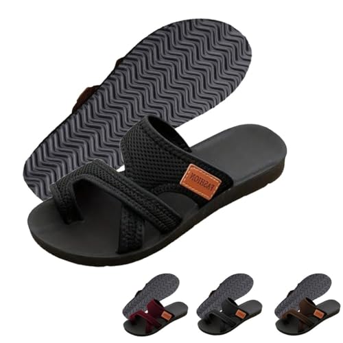 Womens Hollow Mesh Slide Sandals，Hollow Mesh Slide ，Orthopedic Shoes for Women，Summer Casual Hollow Flats Slippers(Black,9)