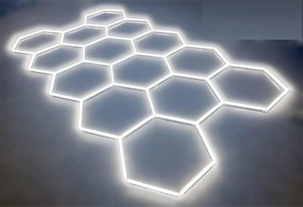Miniatura 5 de Luz LED hexagonal de panal de abeja para bricolaje, luz de detalle de taller de belleza para automóvil, luz blanca de 6500 K, para reparación de luz
