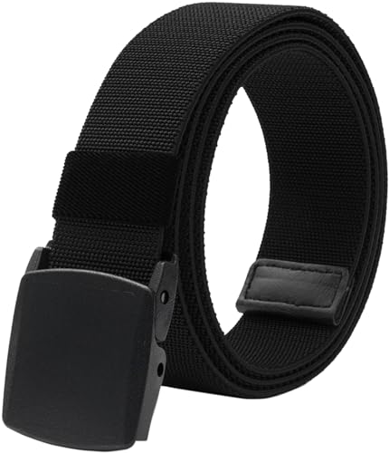 LionVII Men's Elastic Stretch Belts for Men with No Metal Plastic Buckle for Work Sports, Adjustable Trim to Fit 28-49