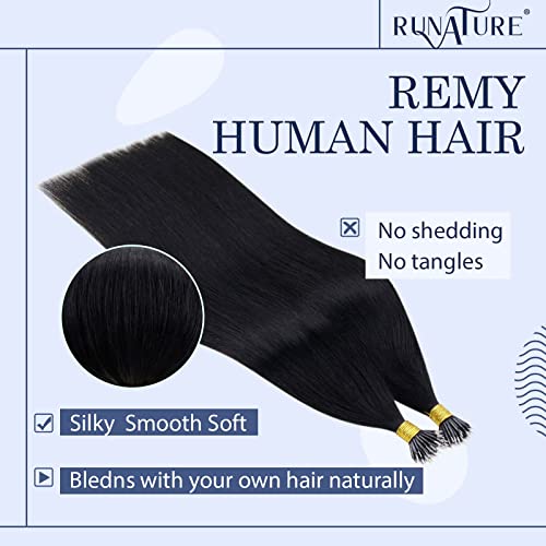 RUNATURE Nano Hair Extensions Real Human Hair Black Nano Beads Hair Extensions Human Hair Natural Black Invisible Nano Ring Straight Remy Hair 50g 50s 14 Inch #1 - Image 2