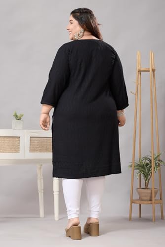 Image of DARIKA Women's Cotton Chikankari Straight Kurti Multiple Color in from Small to Plus Size.