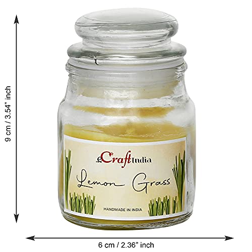 eCraftIndia Lemon Grass Scented Candle for Home Decor, Bedroom - Jar Candles for Diwali, Christmas, Birthday, Valentine's Day - Scented Candles Gift Set - Diwali Decoration Items for Home Decor 4 41KzOrn+HEL