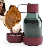 asobu Tritan Water Bottle with Dog Bowl Attached 50 Ounces (Burgandy)