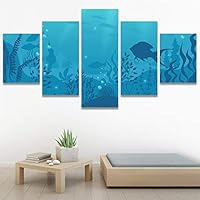 SIGNWIN 5 Panel Canvas Wall Art Modern Art Decorative Elements Fun Illustration Illustrations Kids Multicolor for Home Decorations Ready to Hang - 60