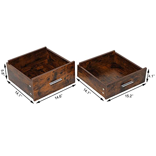 Usikey 43.5In(L) Large Vanity Set, Vanity Desk With Mirror And 10 Led Lights, Makeup Vanity Table With Lights And 5 Drawers, Rustic Vanity Table Set With Stool And Storage Shelves, Rustic Brown #TOP7