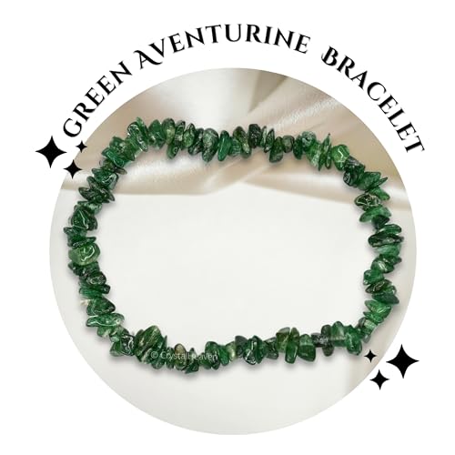 Image of Certified Green Aventurine Bracelet for Women Men with Healing Crystal and Reiki Stone - Beautiful Gemstone Beaded Bracelet for Balance, Harmony & Positive Energy (Chips Stone Beads)