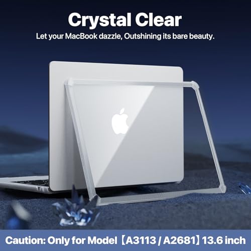 Image of Soonjet for MacBook Air 13 inch Case | M5 M4 M3 M2 2026-2022 13.6'' | Profi ShockBumper | Military Drop Protection | Clear Hard Shell Cover | Crystal Clear
