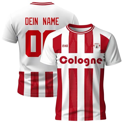 PopoluFaya Köln T-Shirt mit personalisiertem Namen und Nummer, kurzärmelig, Geschenk für Männer...