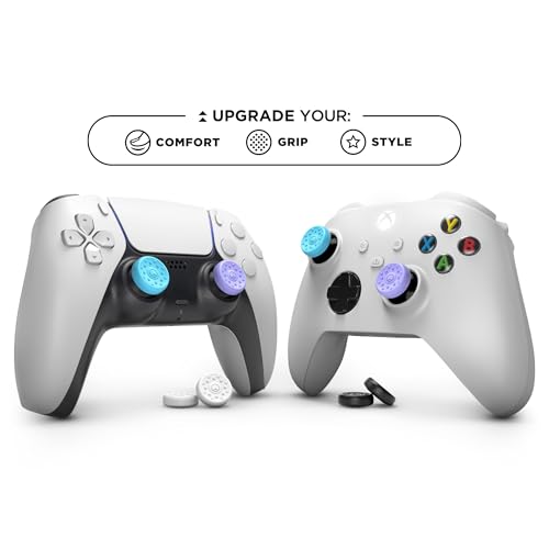 Image of KontrolFreek No-Slip Thumb Grips | Universal Edition for Nintendo Switch Pro, Switch 2, PlayStation 4, PlayStation 5, Xbox One & Xbox Series X|S Controller | 8-Pack | Lavender /Aqua /White /Black