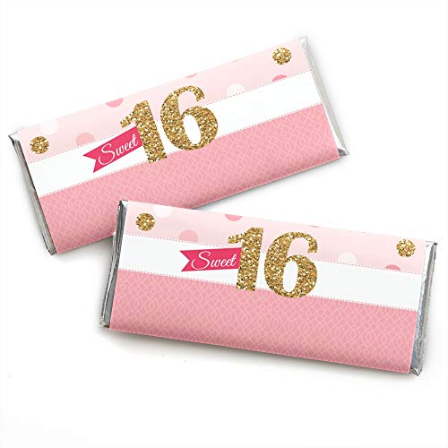 Big Dot of Happiness Sweet 16 Candy Bar Wrappers