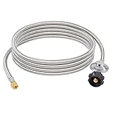 GASPRO 15ft Stainless Braided Propane Regulator with Hose, Low Pressure LP Hose and Regulator for Propane Fire Pit, Heater, Gas Grill,CSA