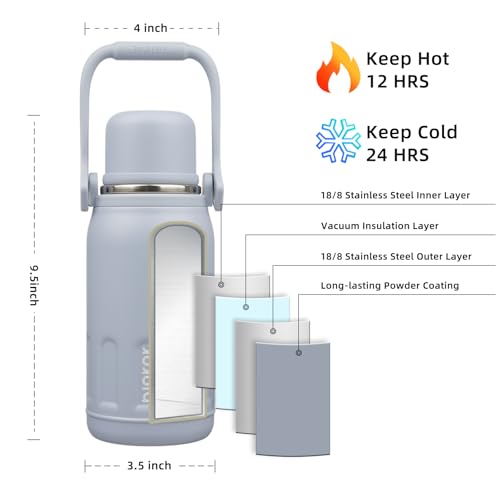 Image of BJPKPK Stainless Steel Insulated Bottle with Handle & Strap, 27oz