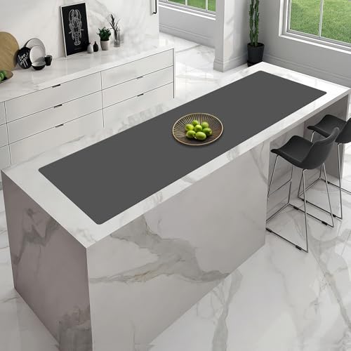 Image of Large Silicone Placemat, 78.7''x15.7''(200cmx40cm) Extra Large Countertop Protector Mat, Heat Resistant Mat for Countertop with Non-Slip, Silicone Mats for Kitchen Counter /Crafts, Dark Gray