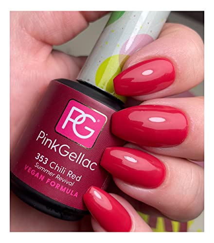 Pink Gellac Vegan 353 Chilly Red Rojo Gel Esmalte de uñas 15 ml para lámpara LED Cover
