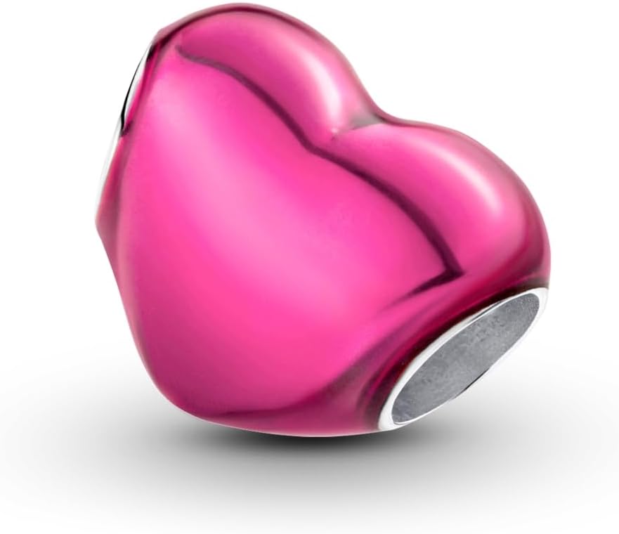 PANDORA Moments Metallic Pink Heart Charm - Sterling Silver Charm with Enamel - Jewelry for Women - Includes Gift Box - Image 5