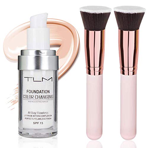 Airassi Colour Changing Foundation - 30ML TLM Colour Changing Foundation with 2 Pack Foundation Make Brush