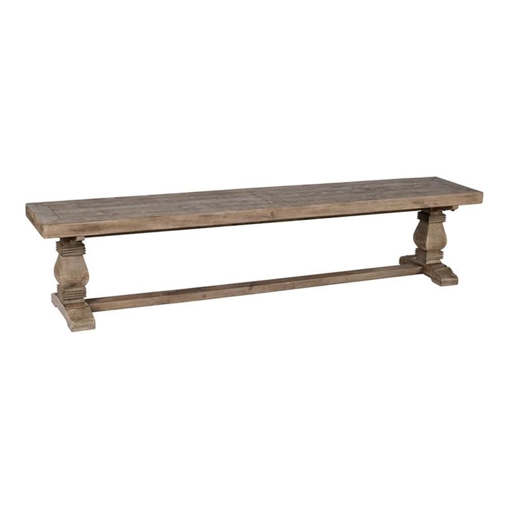 Trent Home83" Transitional Reclaimed Pine Wood Bench in Weathered Brown