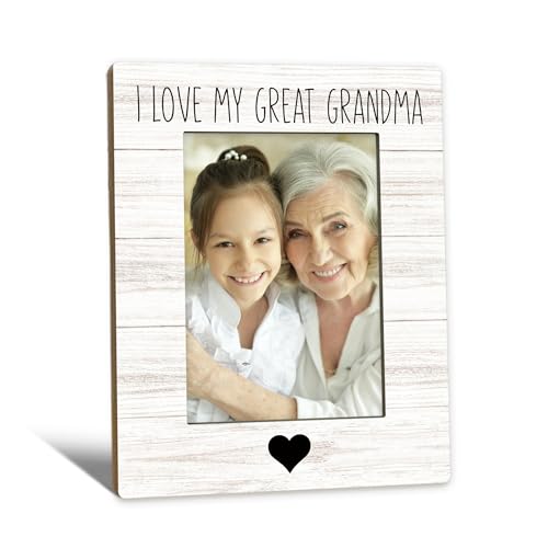 Beliran Great Grandma Gifts Picture Frame 5x7 GreatGrandma Photo Frame Christmas Mothers Day Birthday Gifts for GreatGrandma I Love My Great Grandma Wooden Picture Photo Frames for Desk Room Decor