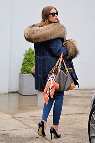 Roiii Plus Size Womens Military Hooded Warm Winter Coats Faux Fur Lined Parkas (Xx-Large, Blue Denim) #TOP3