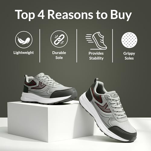 Image of BRUTON Men's Running Shoes | Lightweight & Stylish Sports Shoes for Men | Comfortable Walking Jogging Gym Shoes | Breathable Lace-Up Training Footwear