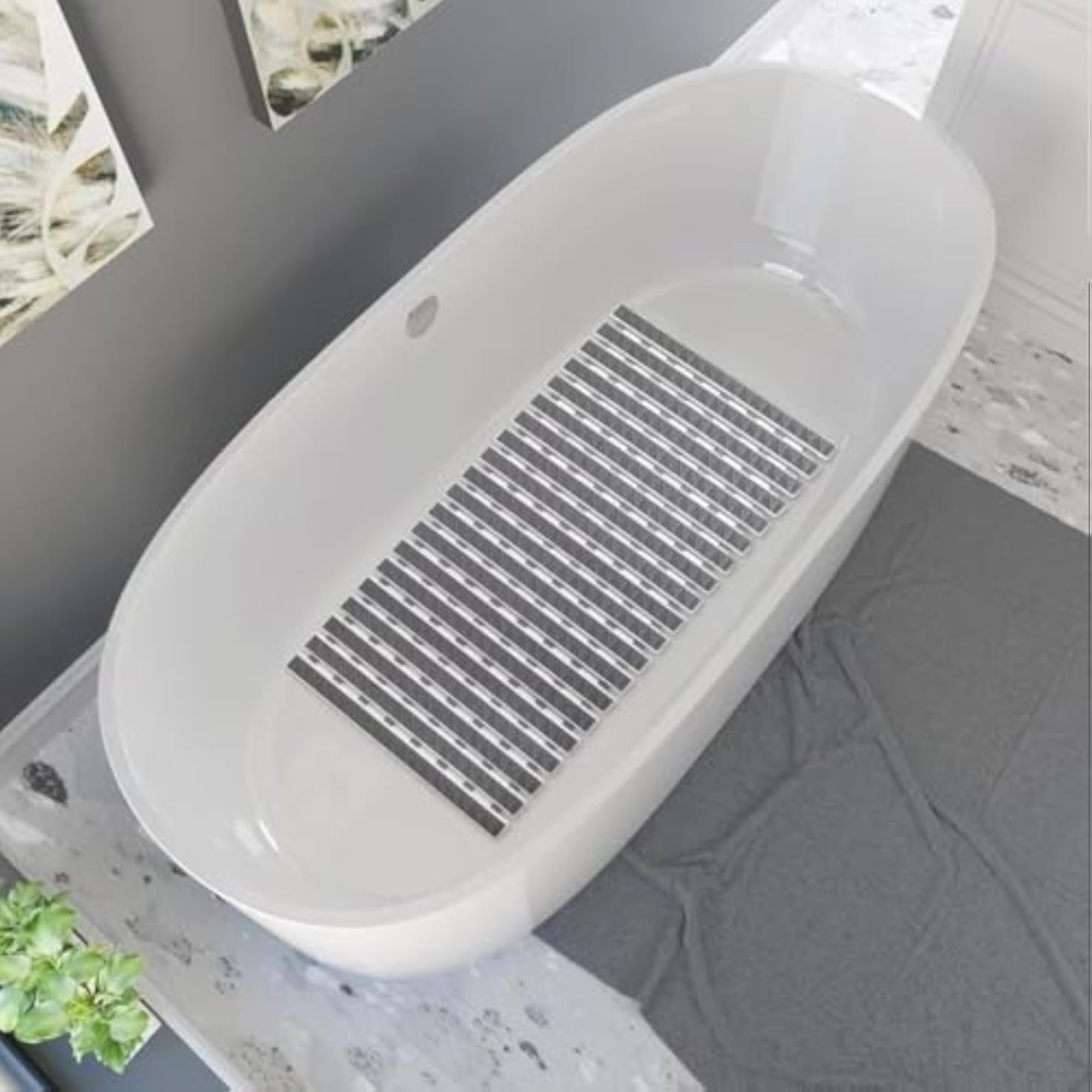 PVC Anti Slip Shower Mat with Suction Cups, Grey