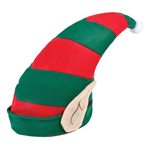 Bristol Novelty- Accessoire de Noël | Chapeau d'elfe avec Oreilles | 1 pièce | Vert et Rouge | Taille Unique-Adulte Santa, BH521