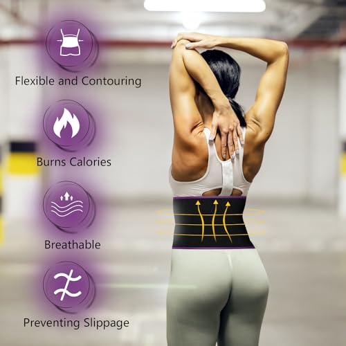 Morecoo Waist Trainer For Women,Waist Trimmer Belt Stomach Weight Loss Wraps Women Belly Fat Workout-3 Sizes Black thumb #5