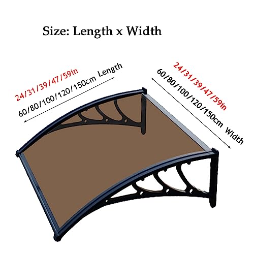 Auvent de porte-fenêtre avec support noir robuste en polycarbonate - 7