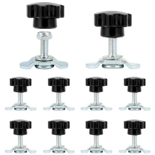 QWORK® 10 Stück Schraubfitting für Zurrschiene Airlineschiene - M8x20 500daN Endbeschlag mit Sterngriffschraube - Passend für 20mm Lochdurchmesser