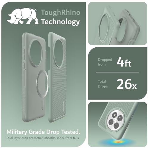 Image of TUDIA MergeGrip [Magsafe Compatible] for OnePlus 13 Back Cover 5G (2025) - [Military Grade Drop Tested] Dual Layer Shockproof Slim Heavy Duty Tough Phone Case - Green Lily