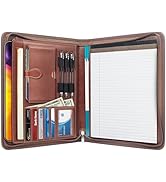 Zippered Portfolio Organizer, Leather Padfolio, Business Portfolio with Elastic Cord, Portfolio F...