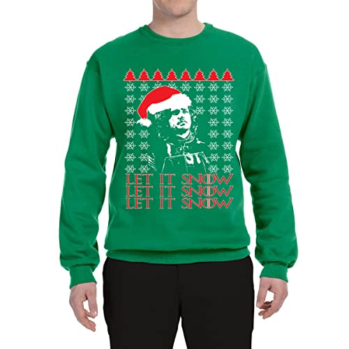 Wild Bobby Let It Snow Suéter unissex com gola redonda Jon Snow Full Color GoT Ugly Christmas, Kelly