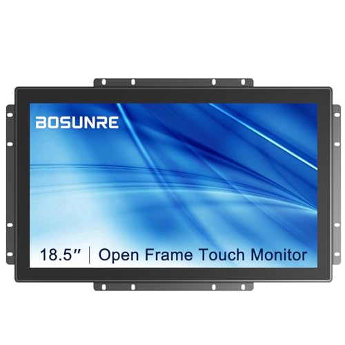 Image of Multi-Touch Industrial Touch Screen Monitor 18.5 Inch Multi-Touch Open Frame Display, 1366x768 IP65 Waterproof IK08 Impact-Resistant Monitor with HD-MI VGA Port, 16:9 Black