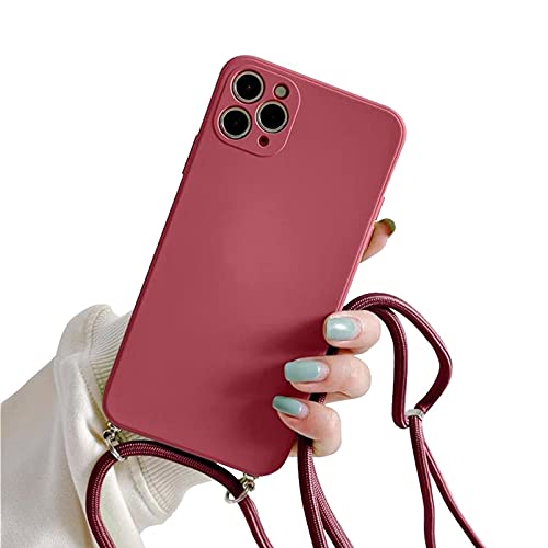 Sitthyw Coque iPhone 13 Pro Max(6.7") avec Cordon de Collier, Silicone TPU étui protectrice Housse Réglable Téléphone Lanyard Case Cover Mince Antichoc Coque pour iPhone 13 Pro Max - Prune Cover
